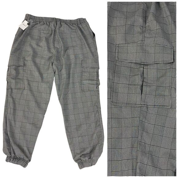 Forever 21 Jogger Pants Womens 3x Cargo Plaid Tapered Academia Preppy Officecore - Picture 1 of 13